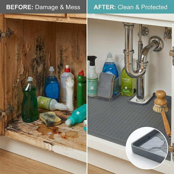 Avorel DrySpace - Premium Waterproof Under Sink Mat & Cabinet Protector