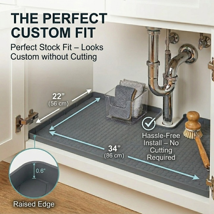 Avorel DrySpace - Premium Waterproof Under Sink Mat & Cabinet Protector